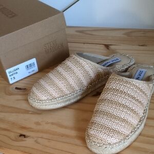 Brand New Steve Madden Gilligan Espadrille Mules 7.5 Raffia